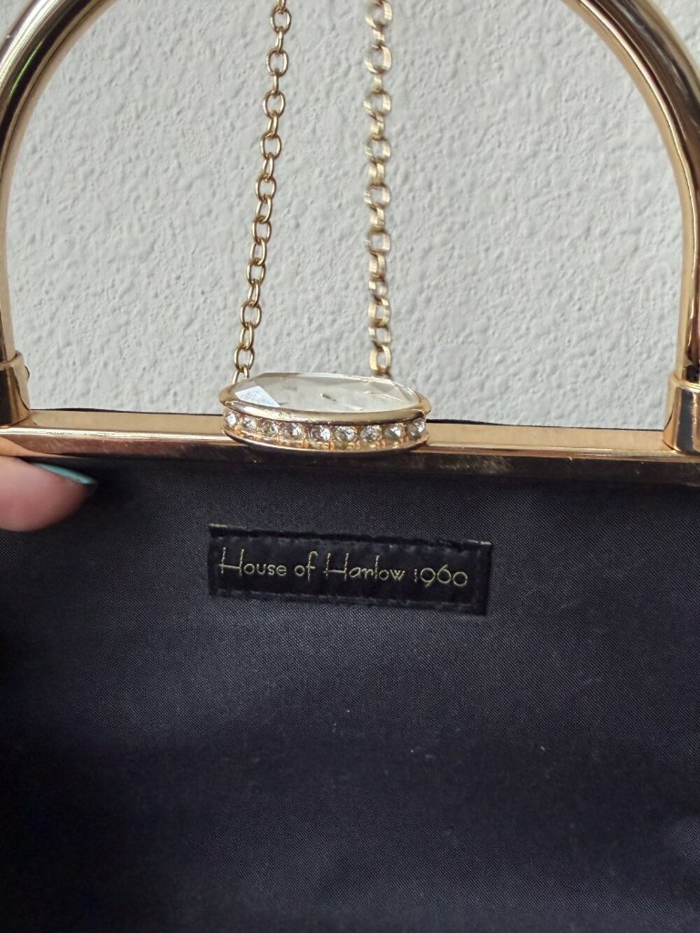 House of Harlow 1960 Black Velvet Clutch Crossbody Bag - Picture 8 of 8